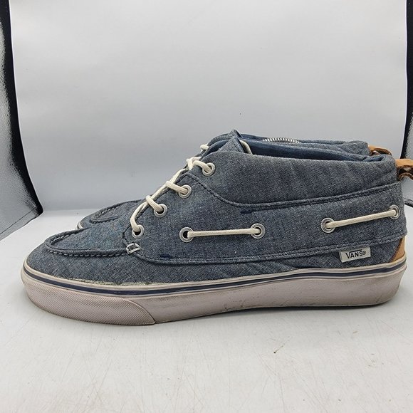 Vans California Mens 12 Blue Denim Boat Shoes Low Top Casual Athletic Low Top